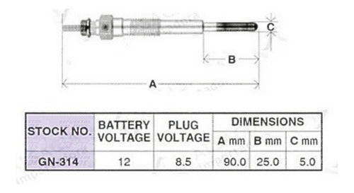 Bujia Incandescente Nissan Sunny 1.7 Cd17 B11 1982 1994 X 10 und