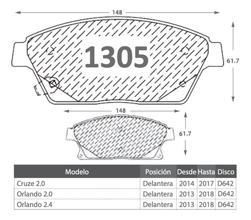 Discos Freno Con Pastilla Chevrolet Cruze 2014 2018