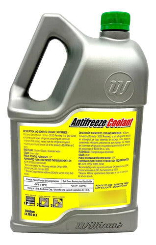 Anticongelante Refrigerante Williams 50/50 Verde 1 Galón