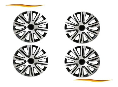Juego Tapa Rueda Aro 14 Universal Gris Negro