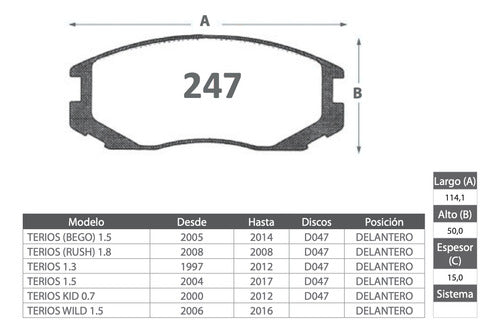 Discos Freno Con Pastilla Daihatsu Terios 1997 2017