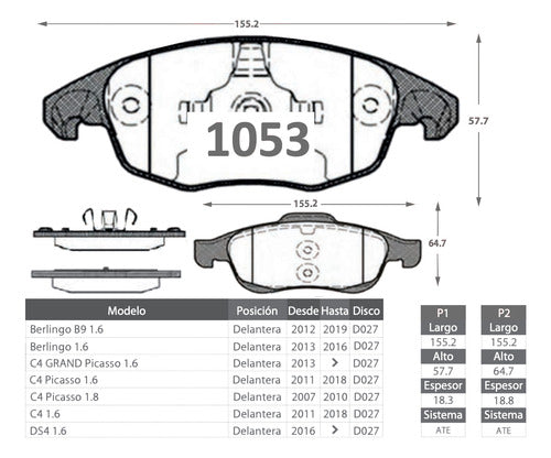 Discos Freno Con Pastilla Citroen C4 Ii 2011 2017