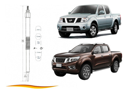 Set Bujia Incandescente Nissan Navara 2.5 2008 2016 4 Uds