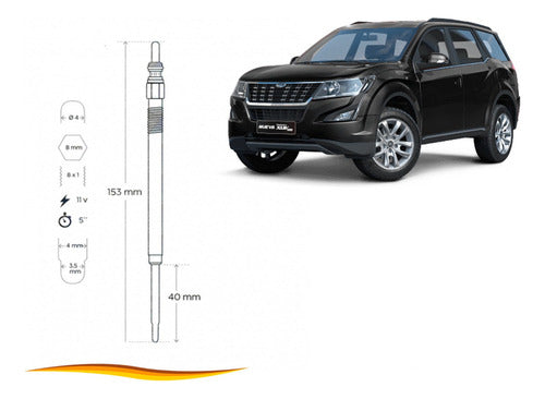 Set Bujia Incandescente Mahindra Xuv500 2.2 2013 2021 4 Uds