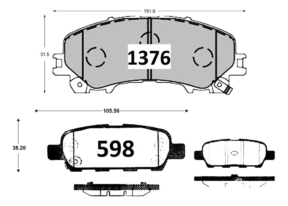 Pastillas Freno Gtx Nissan Xtrail 2015 2020 Kit