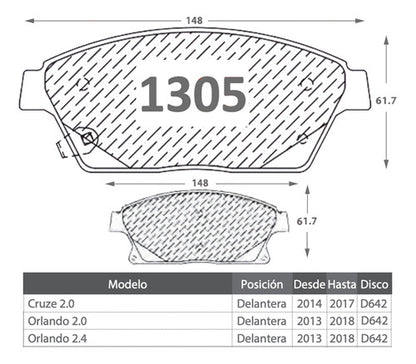 Discos Freno Con Pastilla Chevrolet Cruze 2014 2018