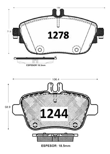 Kit Pastillas Delanteras + Traseras Freno Mercedes Benz Cla 200 2013 2019