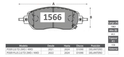 Discos Freno + Pastilla Gtx Great Wall Poer 2021 2024