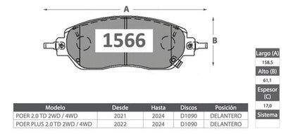 Discos Freno + Pastilla Gtx Great Wall Poer 2021 2024