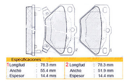 Pastilla Freno Trasero Toyota Funcargo 1.3 1998 2003