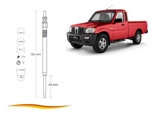 Set Bujia Incandescente Mahindra Pik Up 2.2 2011 2021 4 Uds
