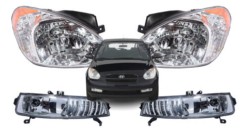Optico + Neblinero Hyundai Accent New 2006 2012 Par