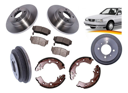 Kit Freno Nissan V16 1.6 1990 2010 Delantero + Trasero Disco Macizo