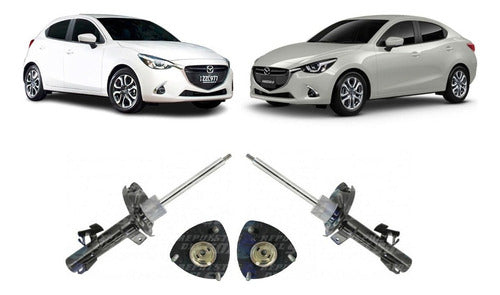 Par Amortiguador Delantero Mazda 2 2016 - 2020 + Par Cazoletas