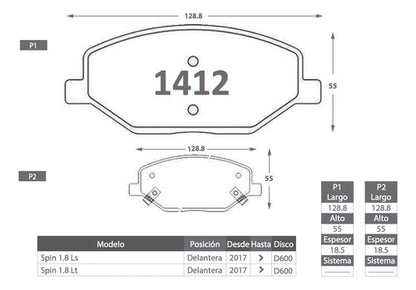 Discos Freno Con Pastilla Chevrolet Spin 2017 2024