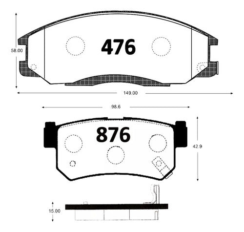 Kit Pastillas Delanteras + Traseras Freno Ssangyong Actyon Sport 2005 2021