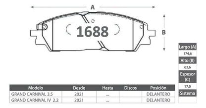 Discos Freno Con Pastilla Gtx Kia Carnival 2021 2024