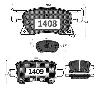 Kit Pastillas Delanteras + Traseras Freno Gtx Chevrolet Cruze 2017 2020
