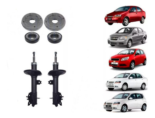 Par Amortiguador Delantero + Par Cazoletas Chevrolet Aveo