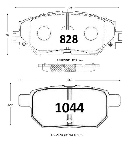 Kit Pastillas Delanteras + Traseras Freno Toyota Corolla 2009 2018