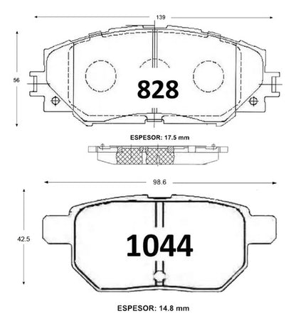 Kit Pastillas Delanteras + Traseras Freno Toyota Corolla 2009 2018
