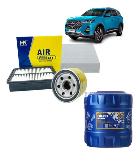 Kit Filtros Chery Tiggo 7 Pro 2021 2023 + Aceite 7 Lts