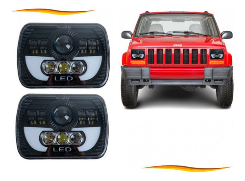 Optico Jeep Cherokee Xj 1988/2000 8 Led Blanco 45w Par