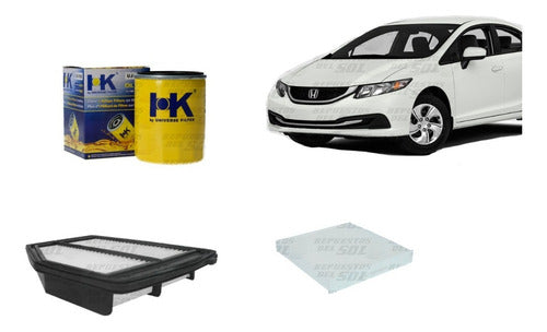 Kit Filtro Honda Civic 1.8 2008 2017 + Aceite 4 Lts