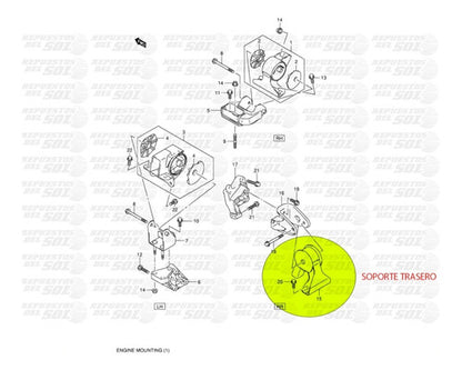 Soporte Motor Trasero Suzuki Celerio 1.0 2009 2015