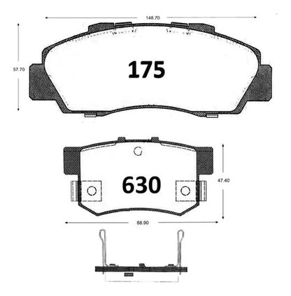 Kit Pastillas Delanteras + Traseras Freno Honda Prelude 1996 2001