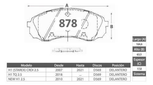 Discos Freno Con Pastilla Gtx Hyundai H1 2007 2021