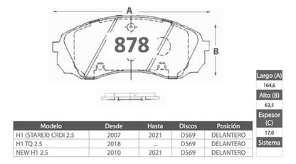 Discos Freno Con Pastilla Gtx Hyundai H1 2007 2021