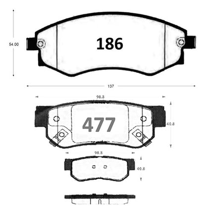 Kit Pastillas Delanteras + Traseras Freno Gtx Hyundai Sonata 2000 2006