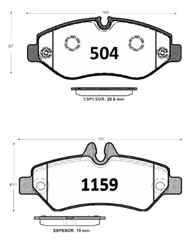 Kit Pastillas Delanteras + Traseras Freno Volkswagen Crafter 2006 2016