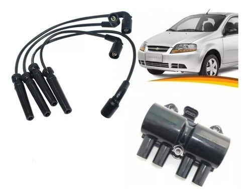 Bobina Encendido Chevrolet Aveo 1.4 2004 2008 + Cable Bujias