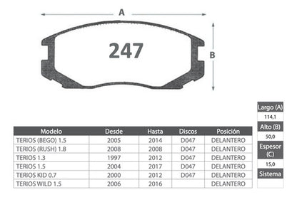 Discos Freno Con Pastilla Daihatsu Terios 1997 2017
