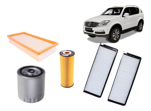 Kit Filtros Ssangyong Rexton 2.0 2013 2017 Aceite Aire Polen P