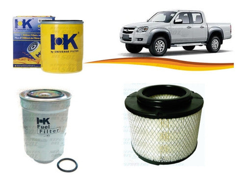 Kit Filtros Mazda Bt50 2.5 2007 2012 + Aceite 7 Lts