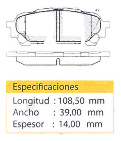 Pastilla Freno Trasero Subaru Forester 2.0 2006 2012