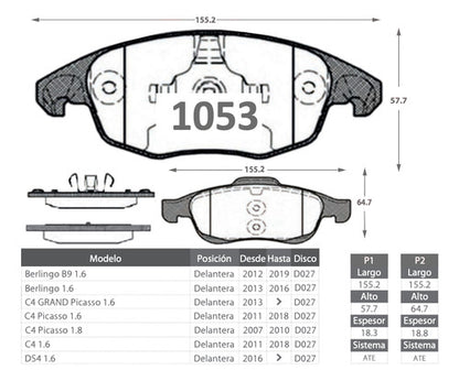 Discos Freno Con Pastilla Citroen C4 Ii 2011 2017
