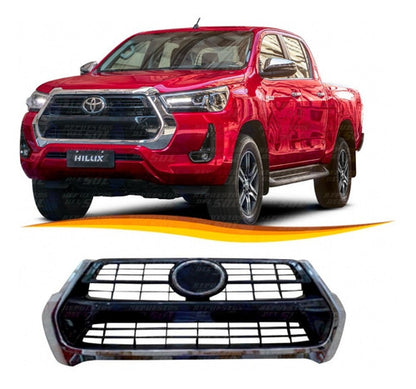 Mascara Toyota Hilux 2021 2022 Negra Moldura Cromada