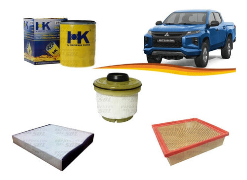 Kit Filtros Mitsubishi L200 2.4 16-22 Aceite Aire Polen Pet