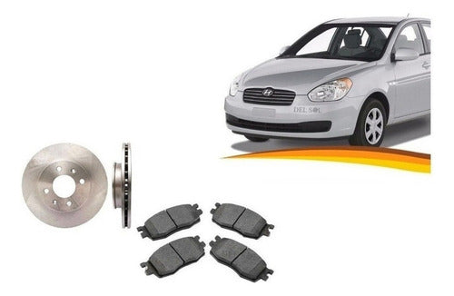 Par Disco Freno Delantero Hyundai Accent 2006 2012 + Pastilla