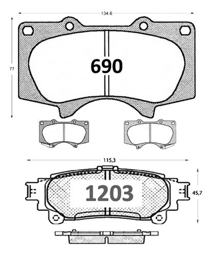 Kit Pastilla Freno Toyota Hilux 2024 Delanteras + Traseras