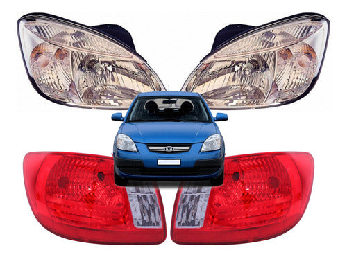 Optico + Faroles Kia Rio Jb Sedan 2006 2010 Par