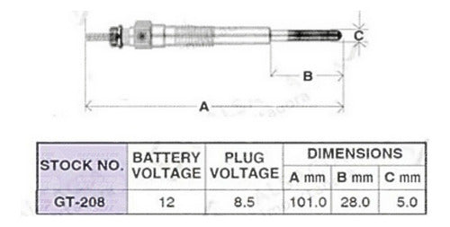 Bujia Incandescente Toyota Dyna 3.4 3b Bu32 Bu36 1984 1988 X 10 und