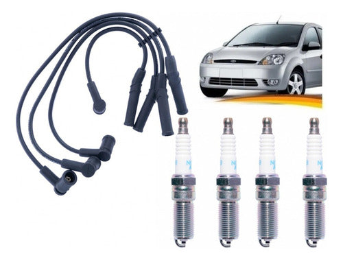 Bujia Encendido Ford Fiesta 1.6 2000 2008 + Cables