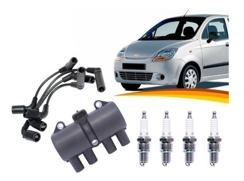 Cable Bujias Chevrolet Spark 1.0 2014 2016 + Bobina + Bujia