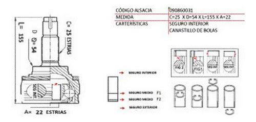 Punta Homocinetica R/L Lancer 1.3 4g13 1992 1996