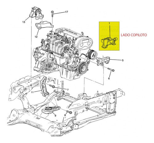 Soporte Motor Derecho Chevrolet Sonic Onix Prisma 2016 2020